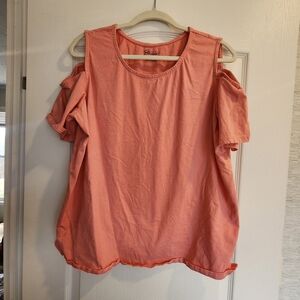 Easy Essentials Coral Cold Shoulder Blouse Size 2XL Euc